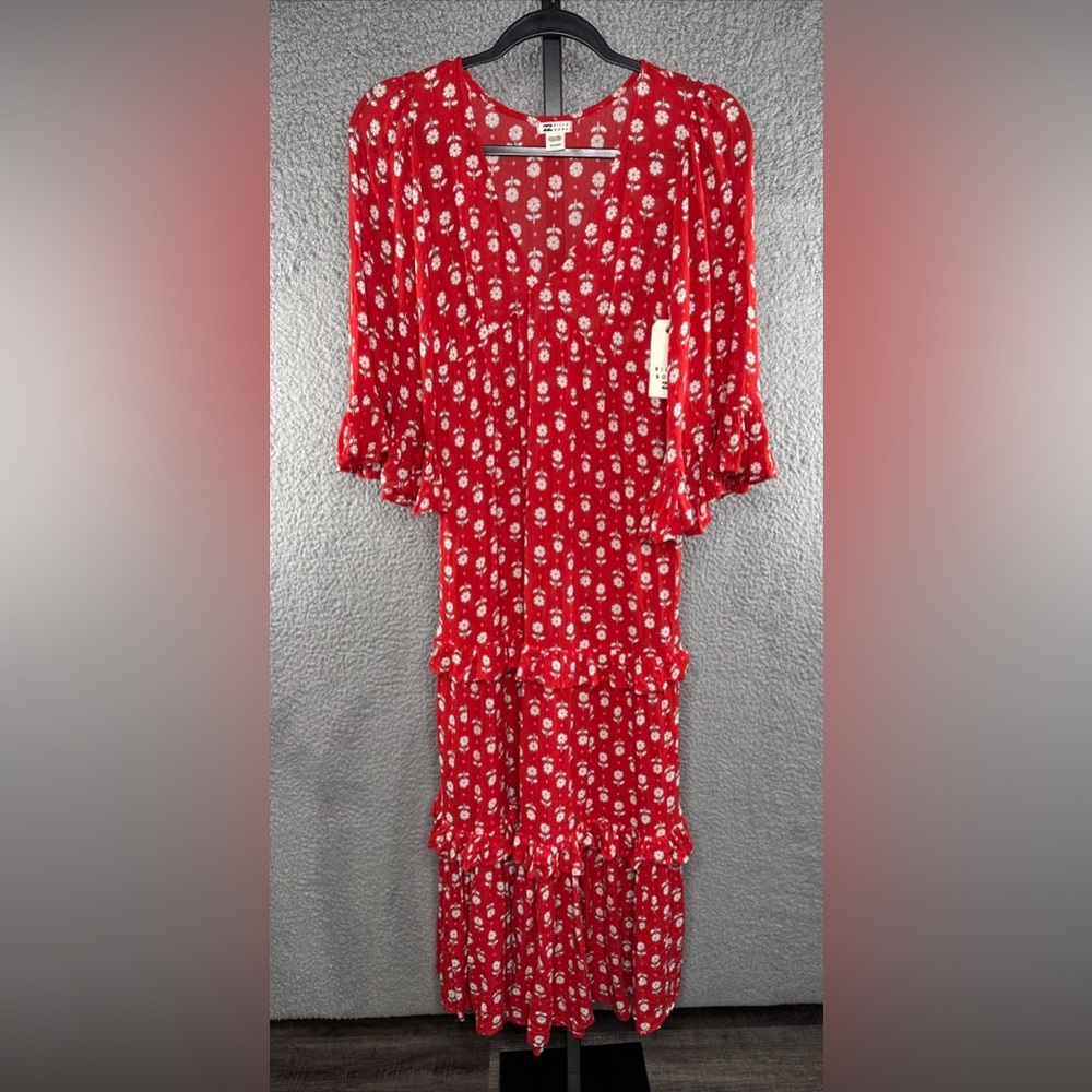 Billabong *Time After Time* Red Floral Maxi Dress XS NWT